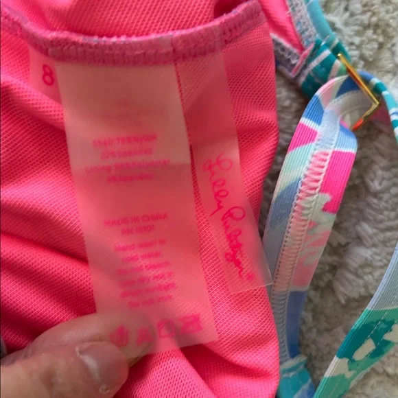 Lilly Pulitzer women’s One Piece Swimsuit - Blue and Pink Floral - Picture 2 of 2